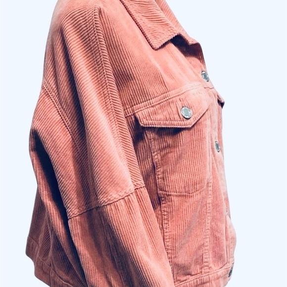 Stradivarius Jacket Womens Pink Cropped Corduroy Cute Jean Jacket Size Large - Picture 4 of 7